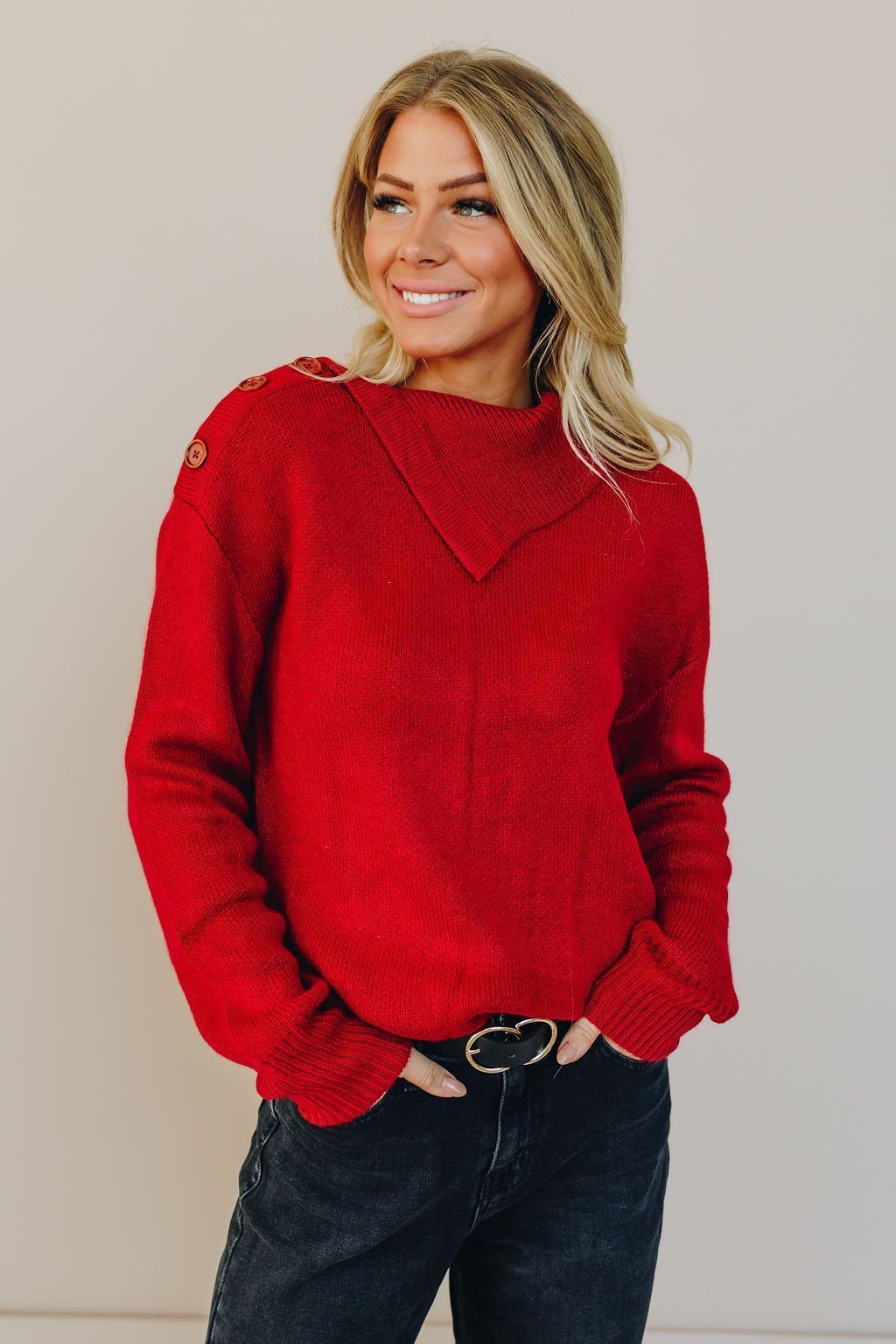 Day Dream Grey Button Sweater