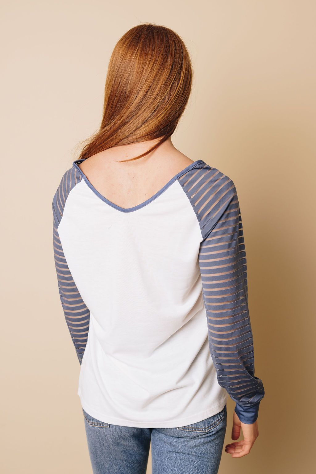 Alisa Patchwork Mesh Long Sleeve Top