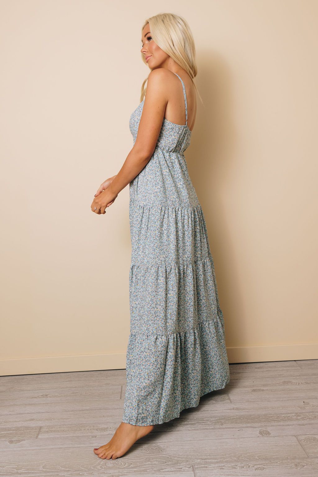 Kinzy Floral Spaghetti Straps Maxi Dress