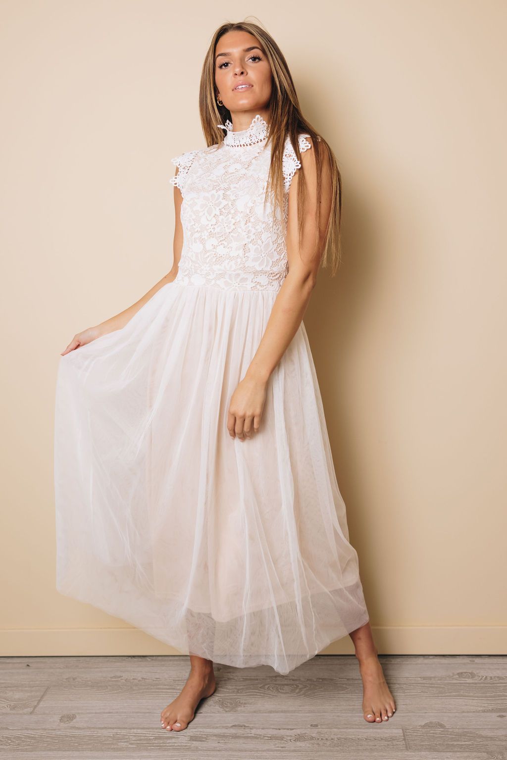 Almond Crochet Lace Dress