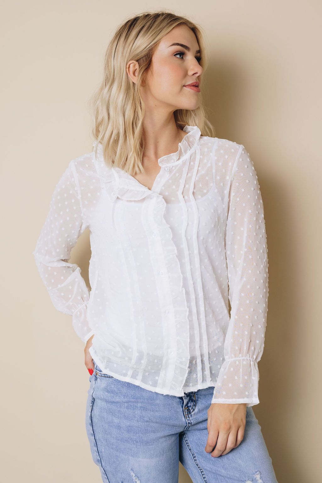 Brigita Polka Dot Ruffled Top