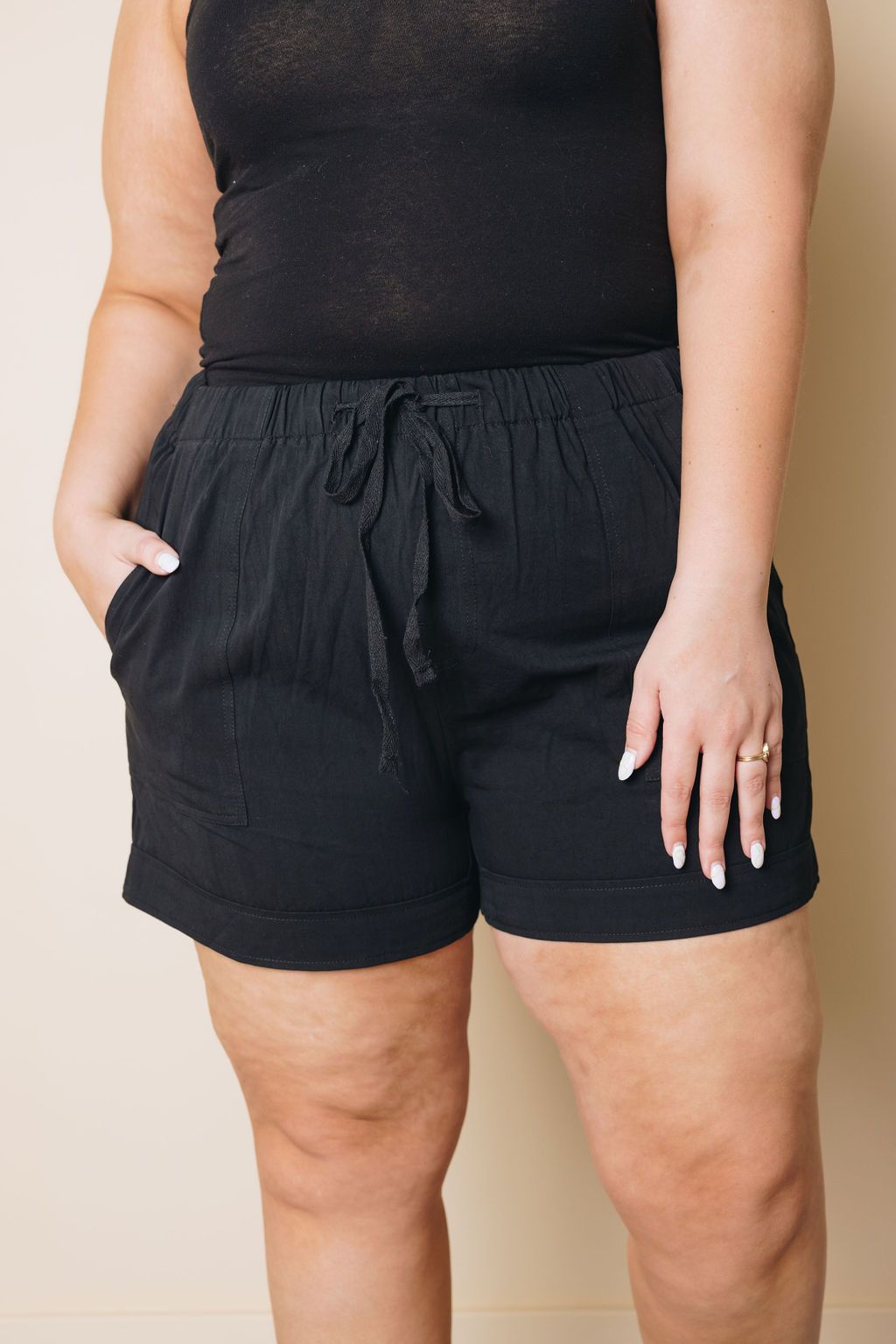 Plus Size - Burts Elastic Waist Drawstring Shorts