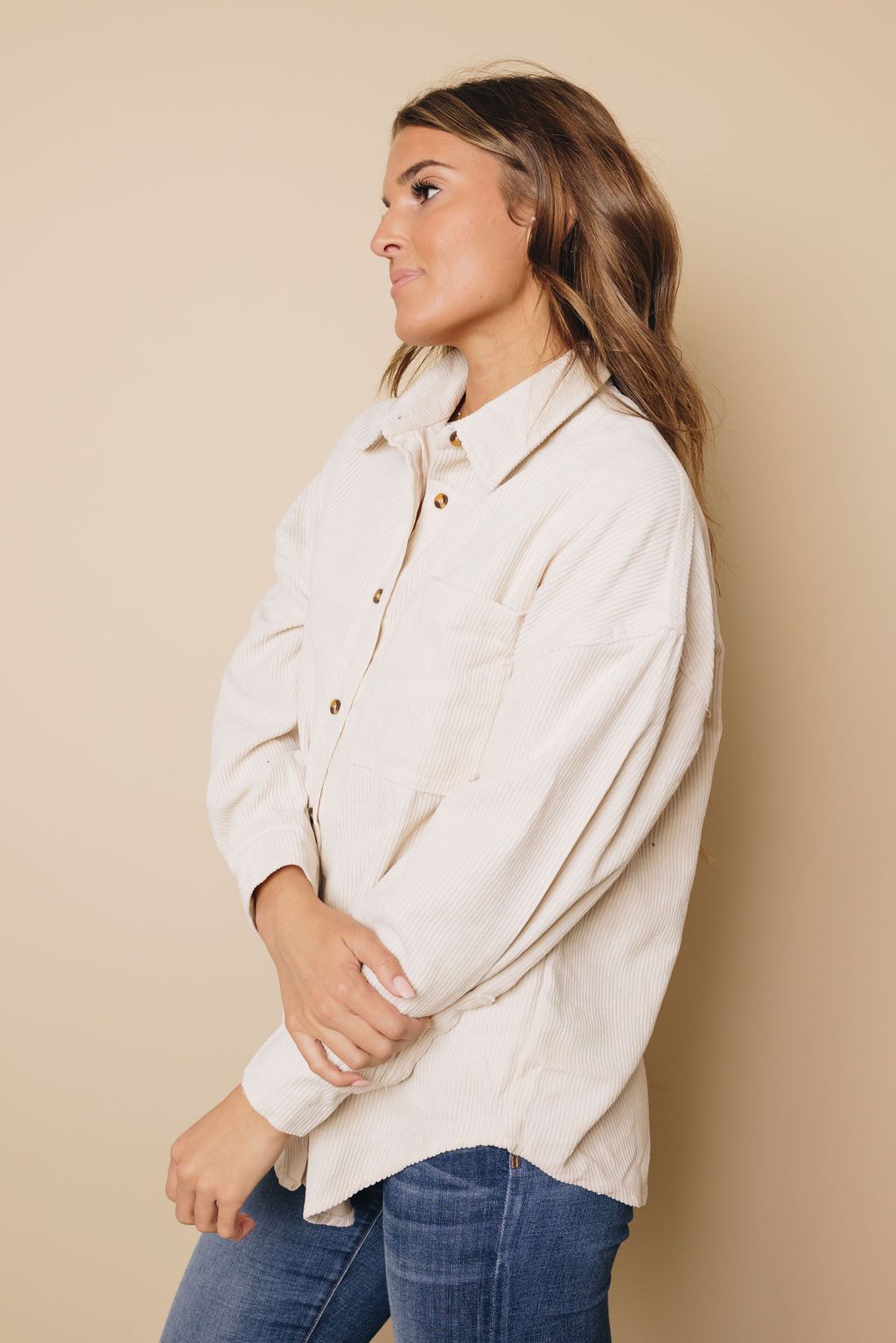 Hippen Corduroy Button Down Top