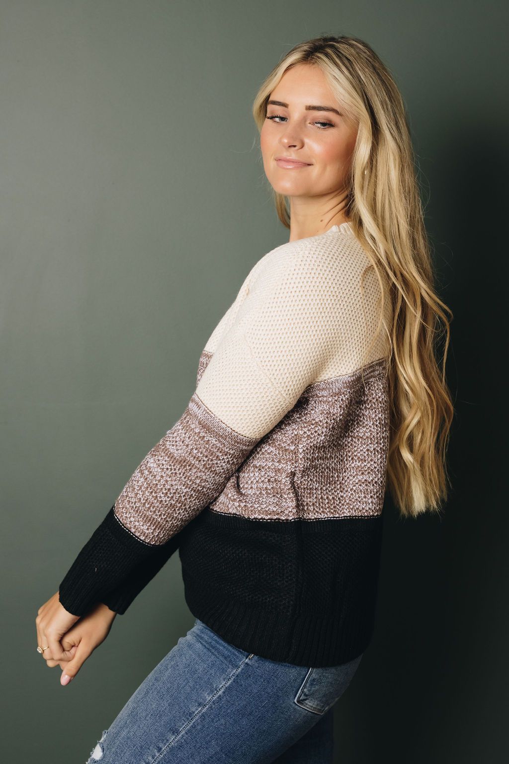 I See Double Color-Block Knit Sweater