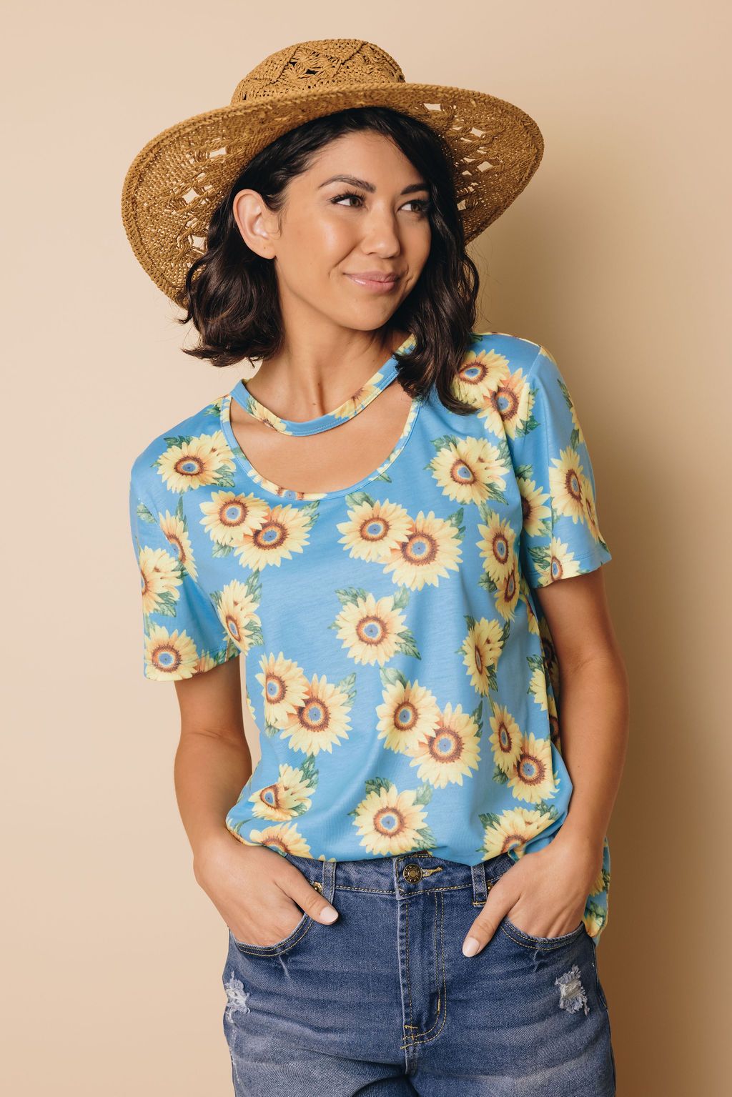 Jessa Sunflower Hollow Out Top