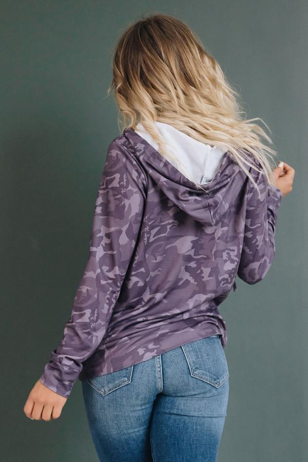 Button Me Up Print Hoodie