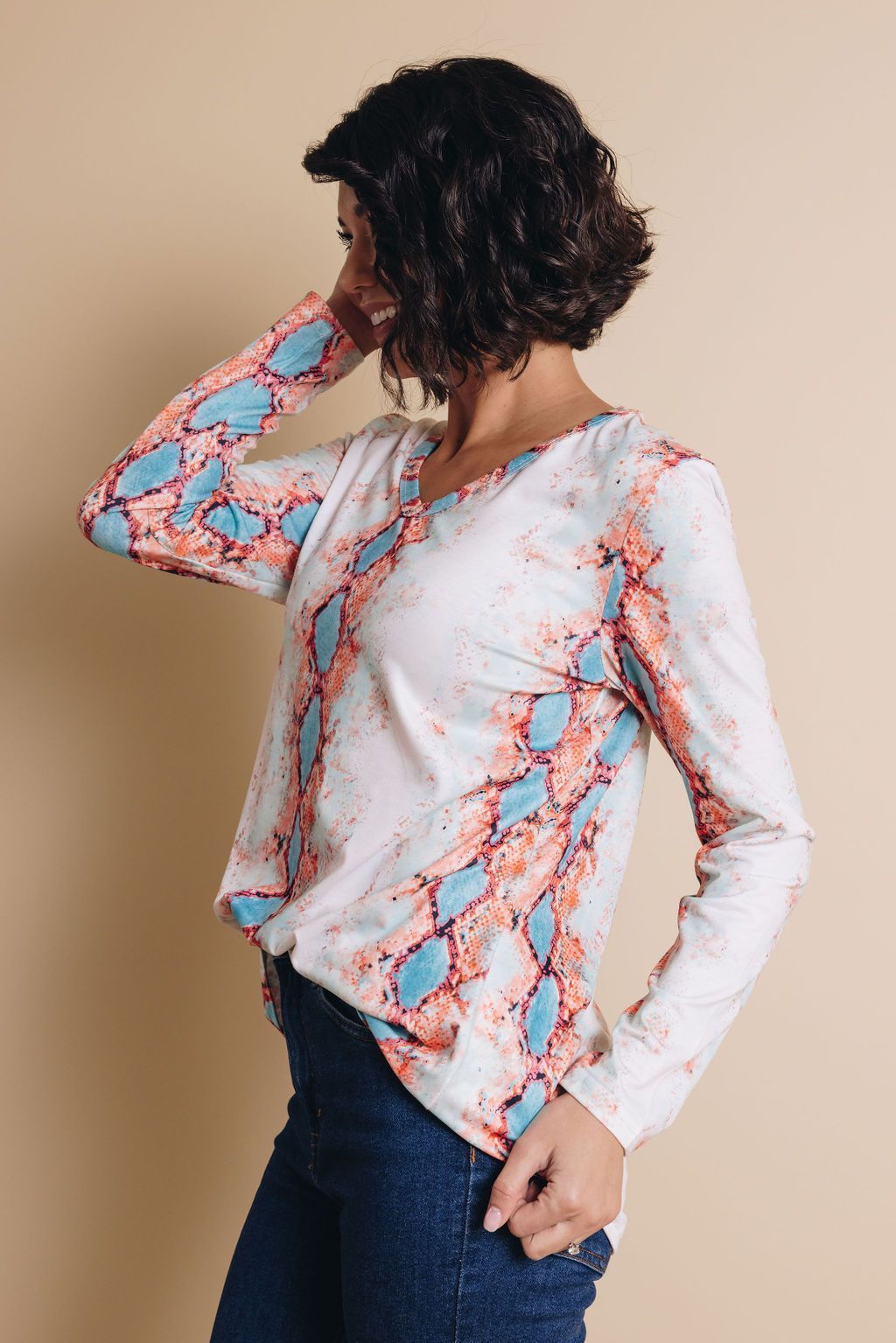 Rosie Snakeskin V Neck