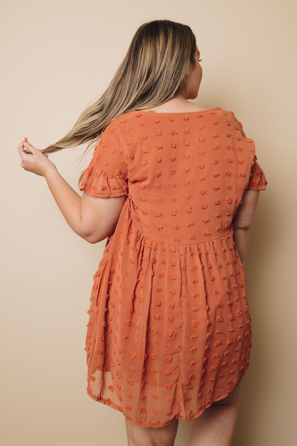 Plus Size - Darlene Swiss Dot Midi Dress