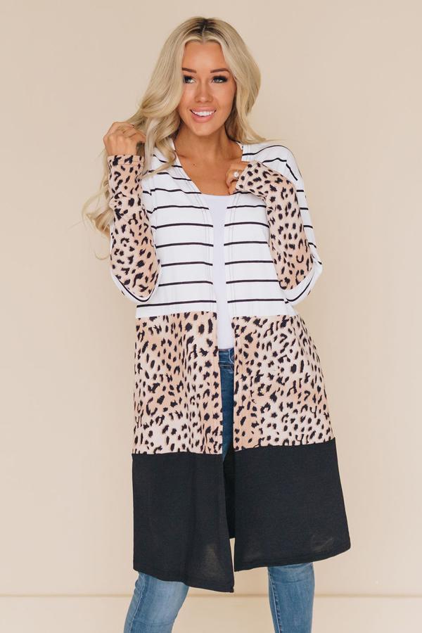 Casper Colorblock Patterned Cardi