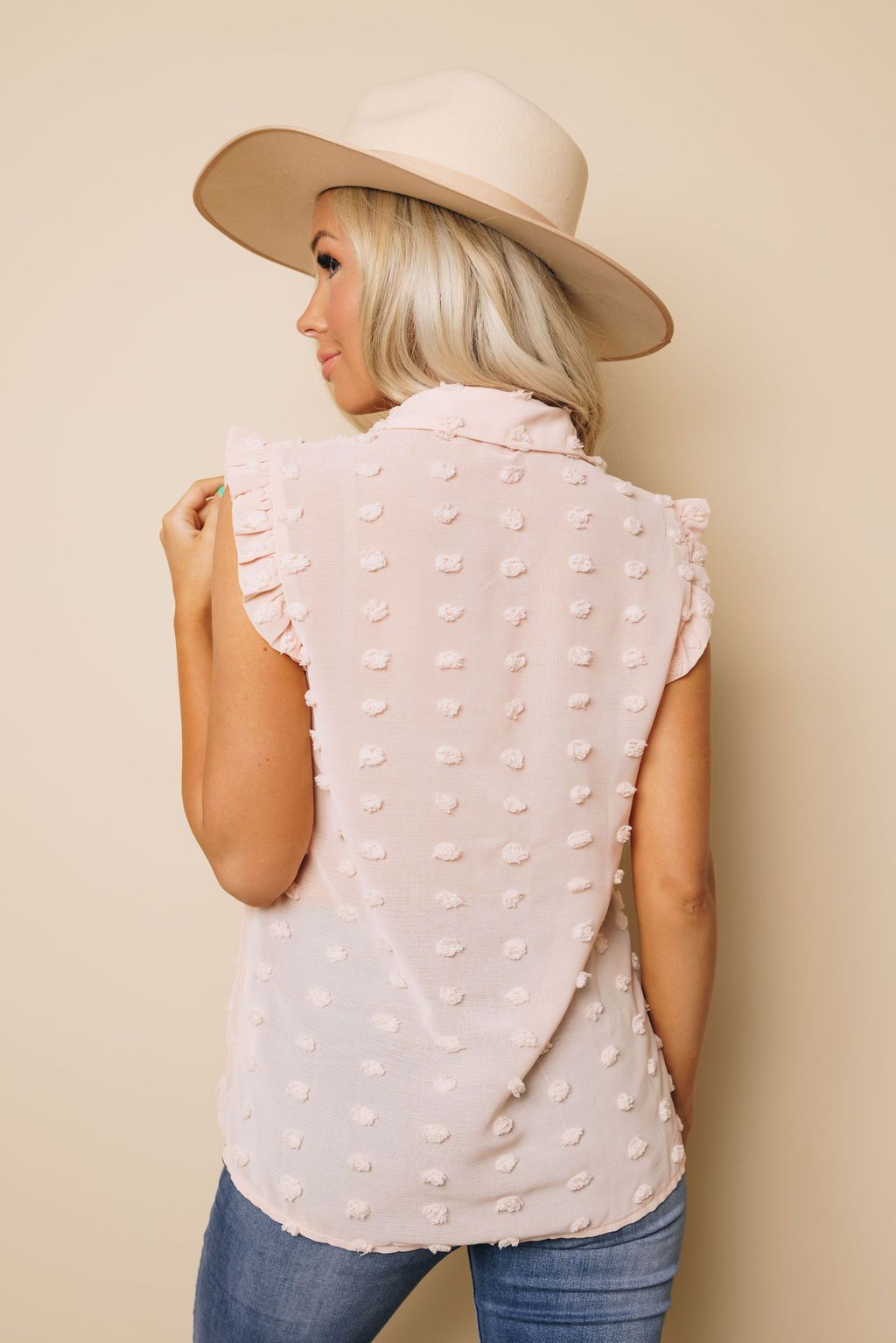Hyde Collar Ruffle Polka Dot Tank