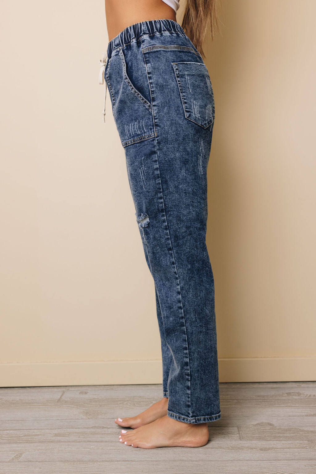 Cindy Drawstring Boyfriend Jeans