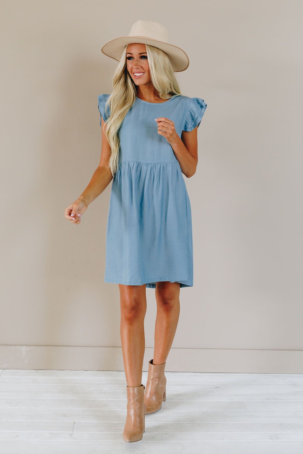 Take Me Away Flutter Sleeve Dress