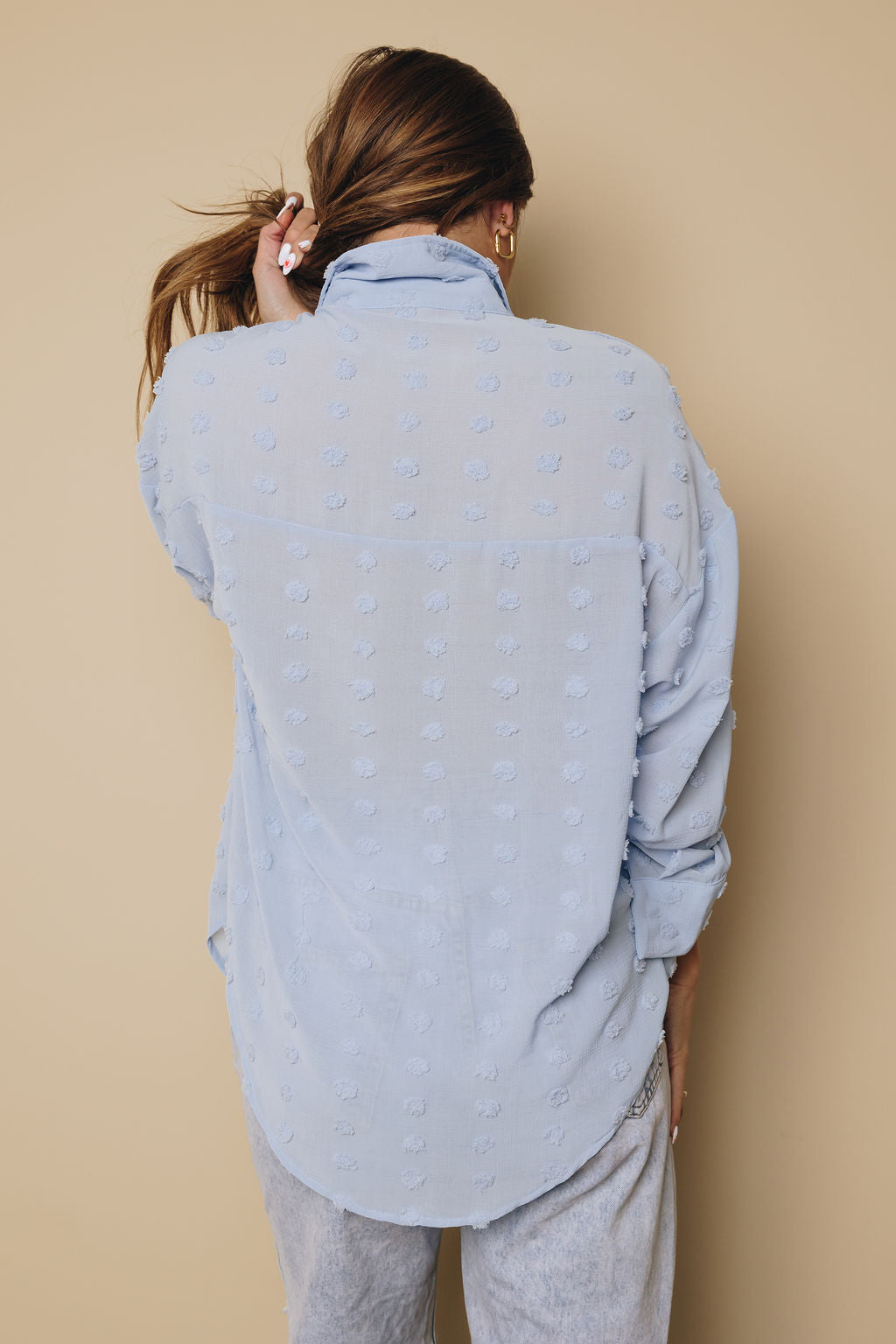 Hilly Swiss Dot Button Up Top