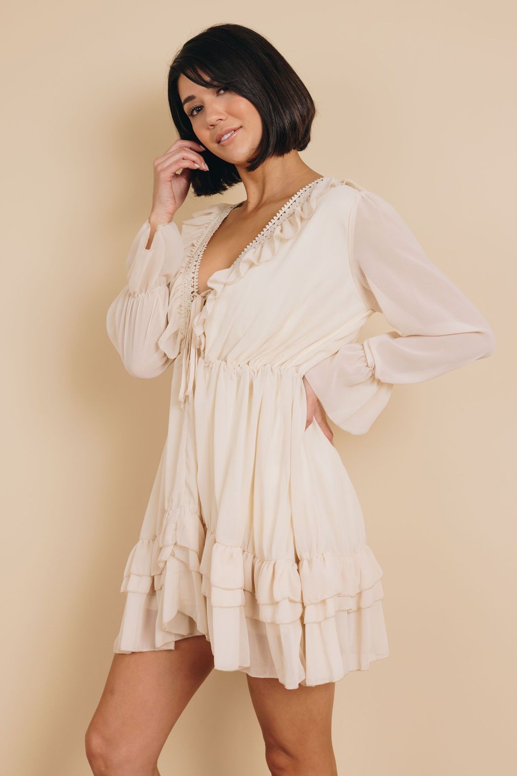 Annabella Lace Ruffle Dress