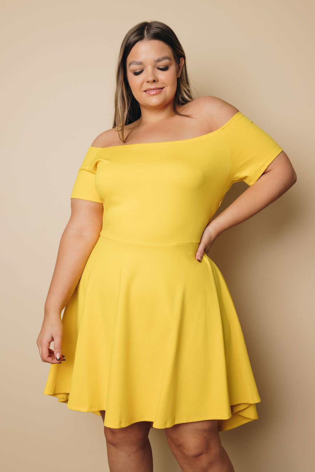 Plus Size - Amanda Off The Shoulder Mini Dress