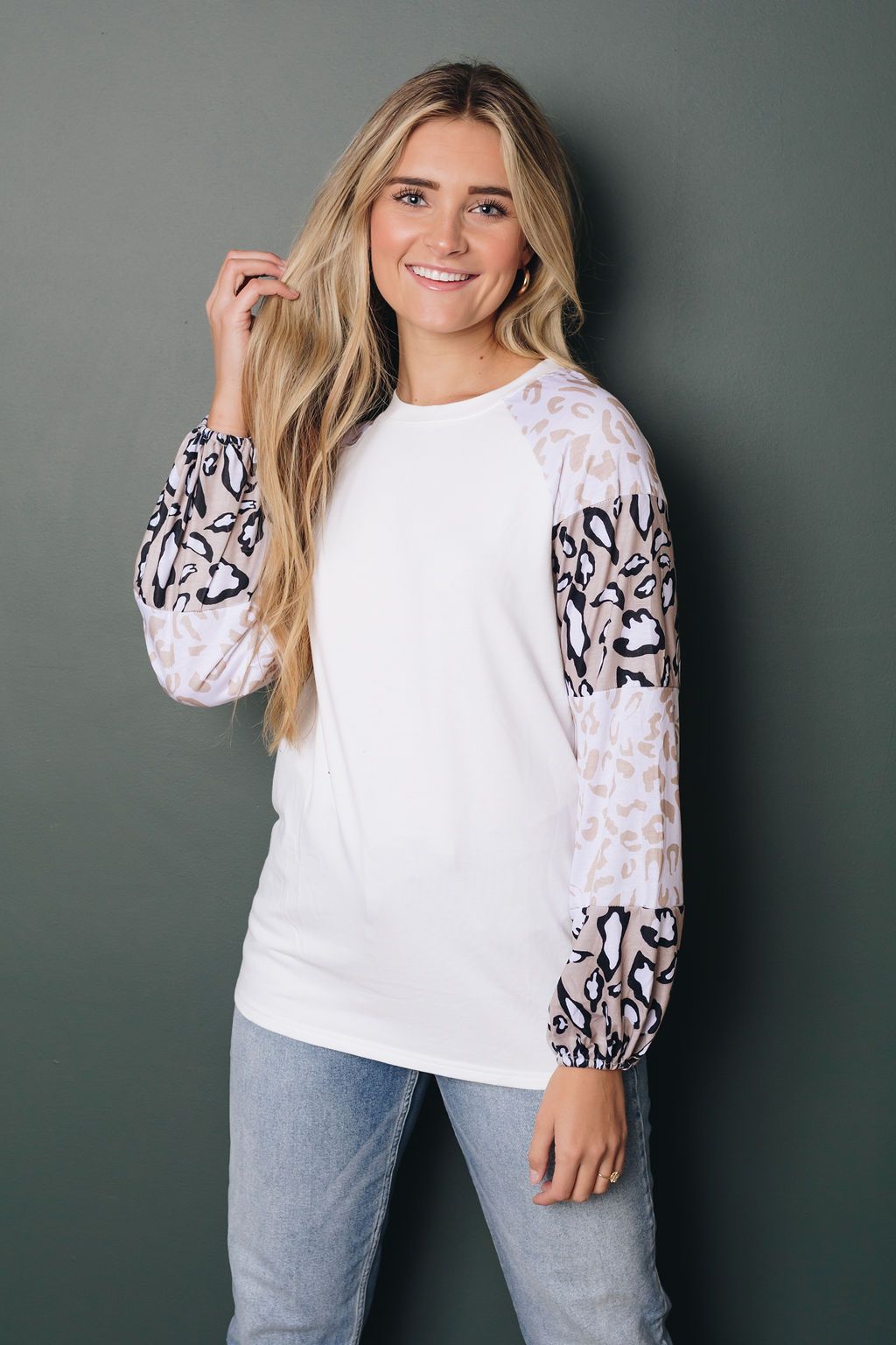 Pippa Leopard Bubble Sleeve Top