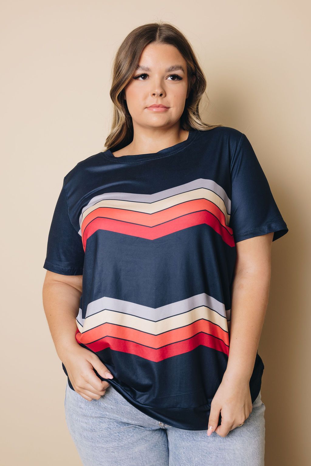 Plus Size - Darlee Striped Tee
