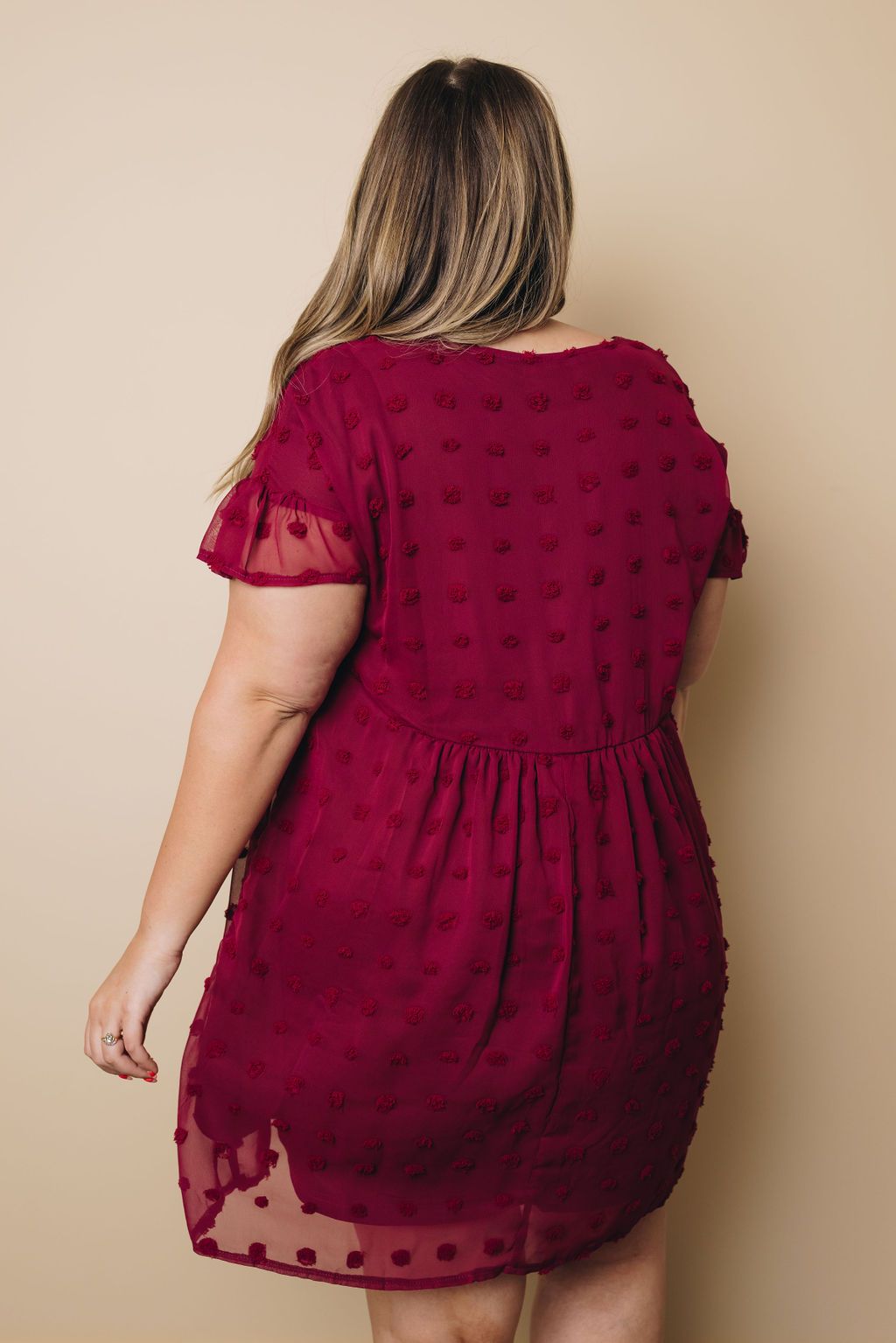 Plus Size - Darlene Swiss Dot Midi Dress