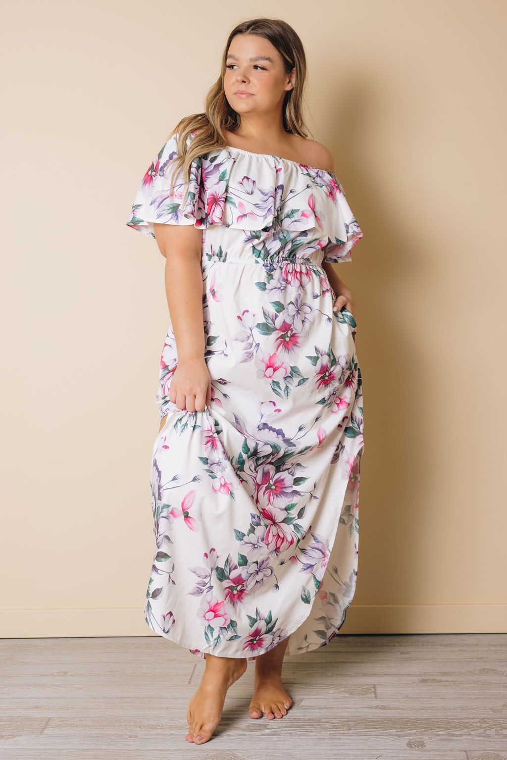 Plus Size - Shanon Off The Shoulder Floral Dress