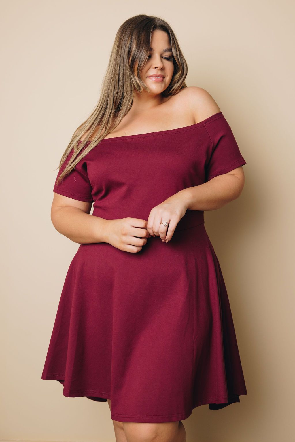 Plus Size - Amanda Off The Shoulder Mini Dress