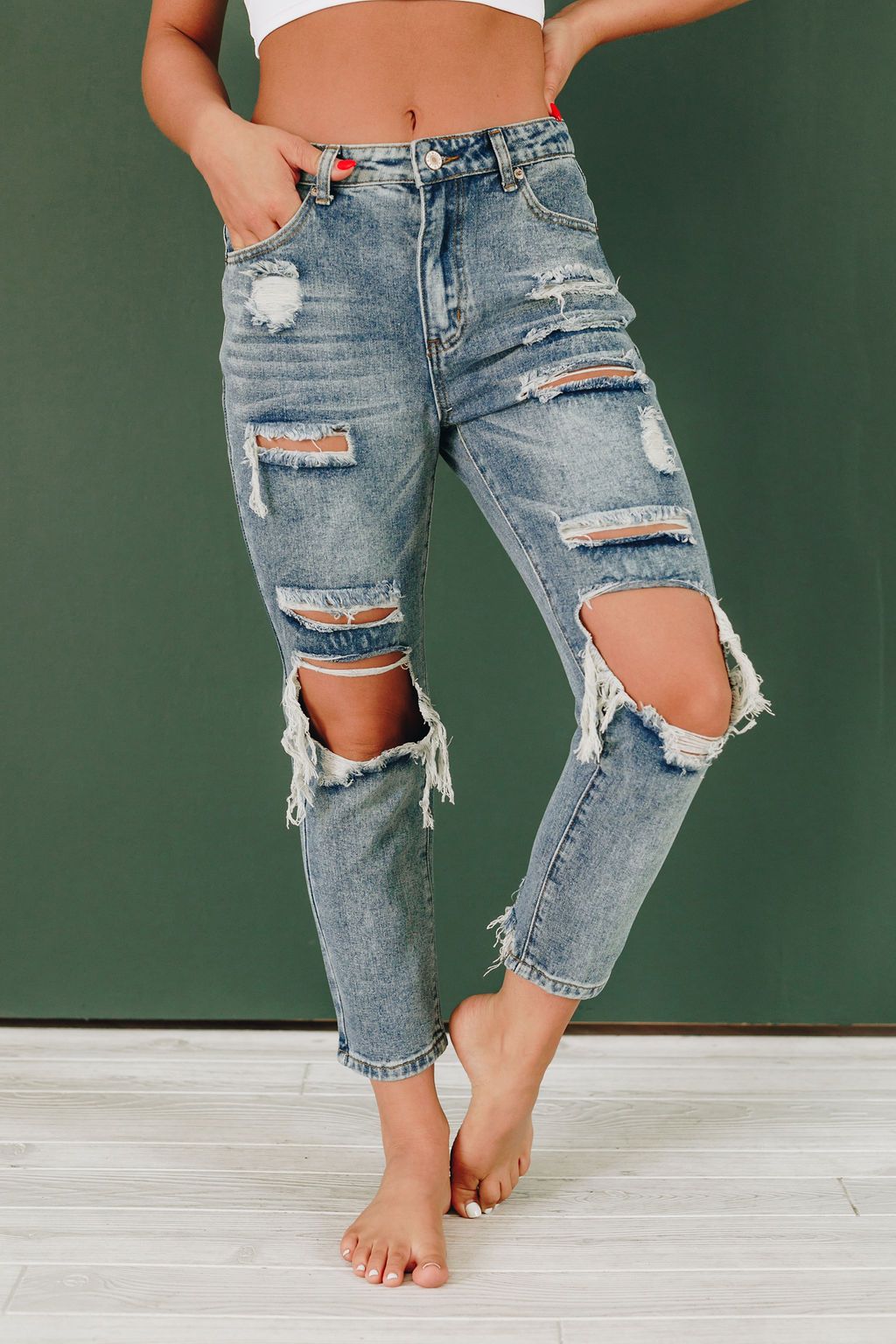 Cathy Distressed Boyfriend Jeans