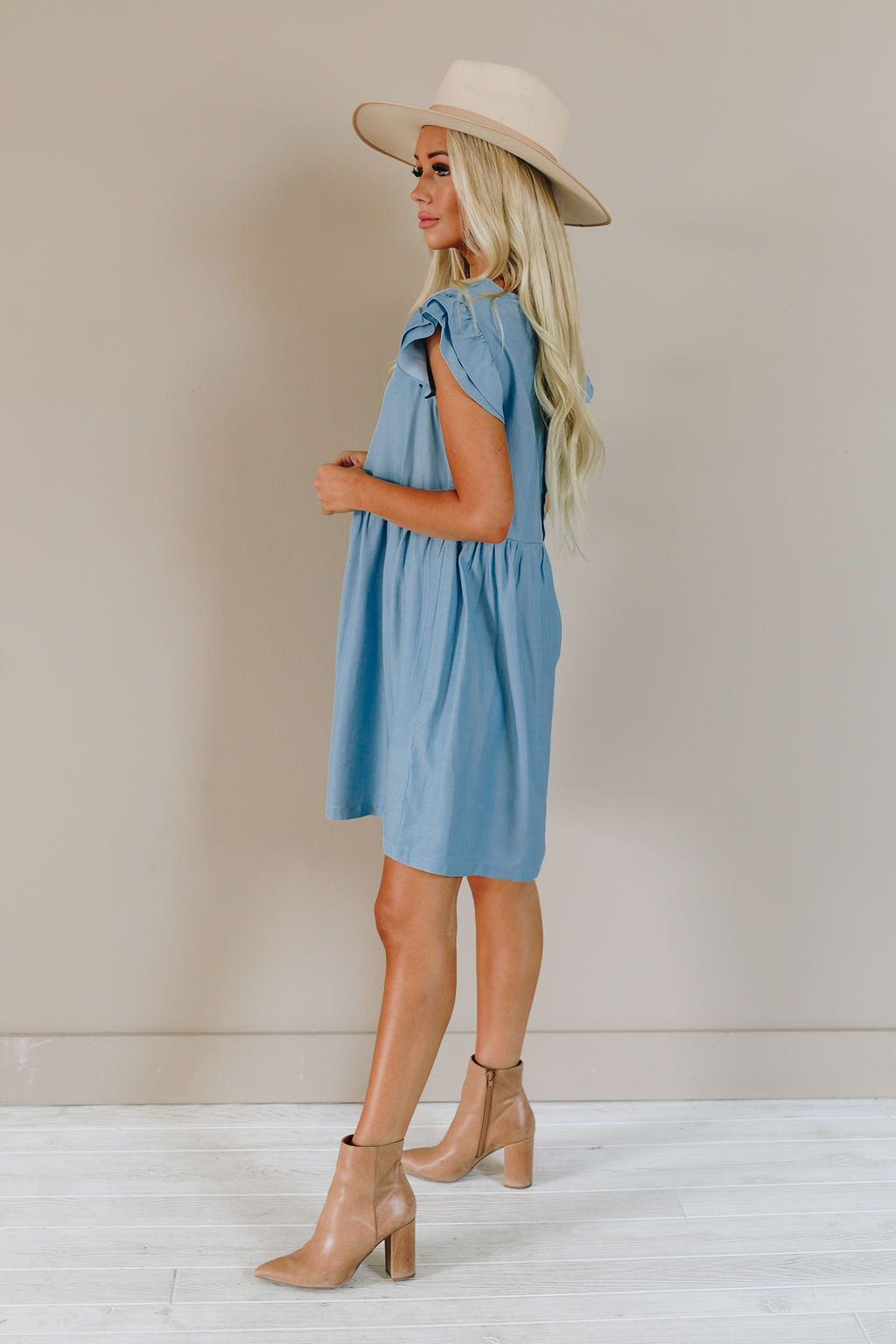 Take Me Away Flutter Sleeve Dress