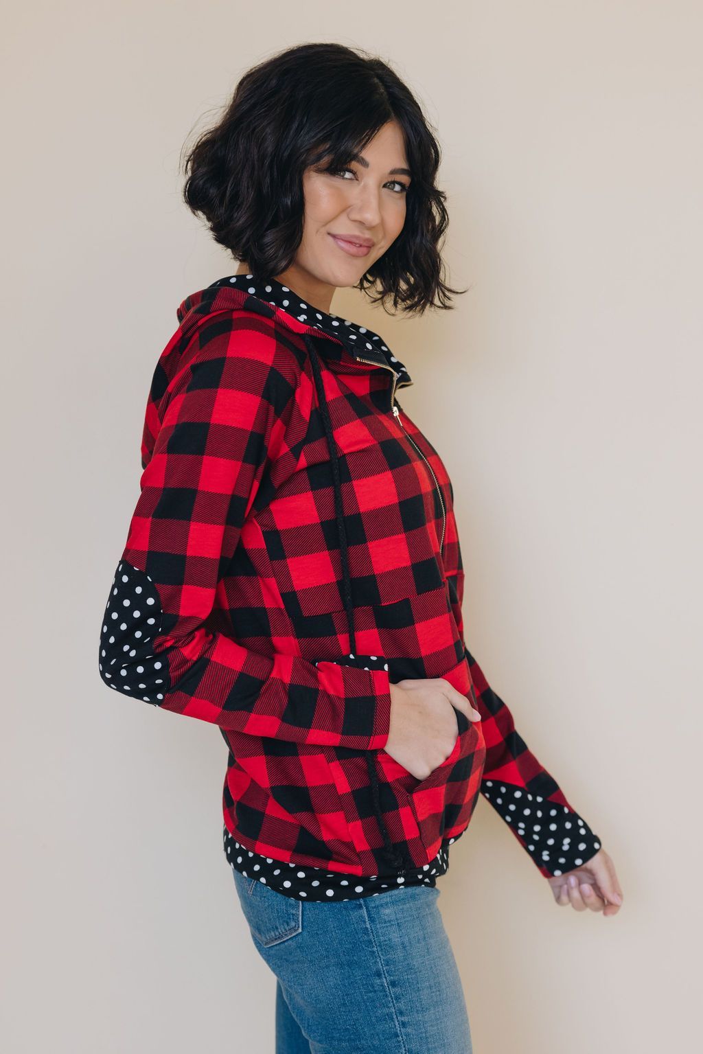 Deuce Plaid Polka Dot Hoodie