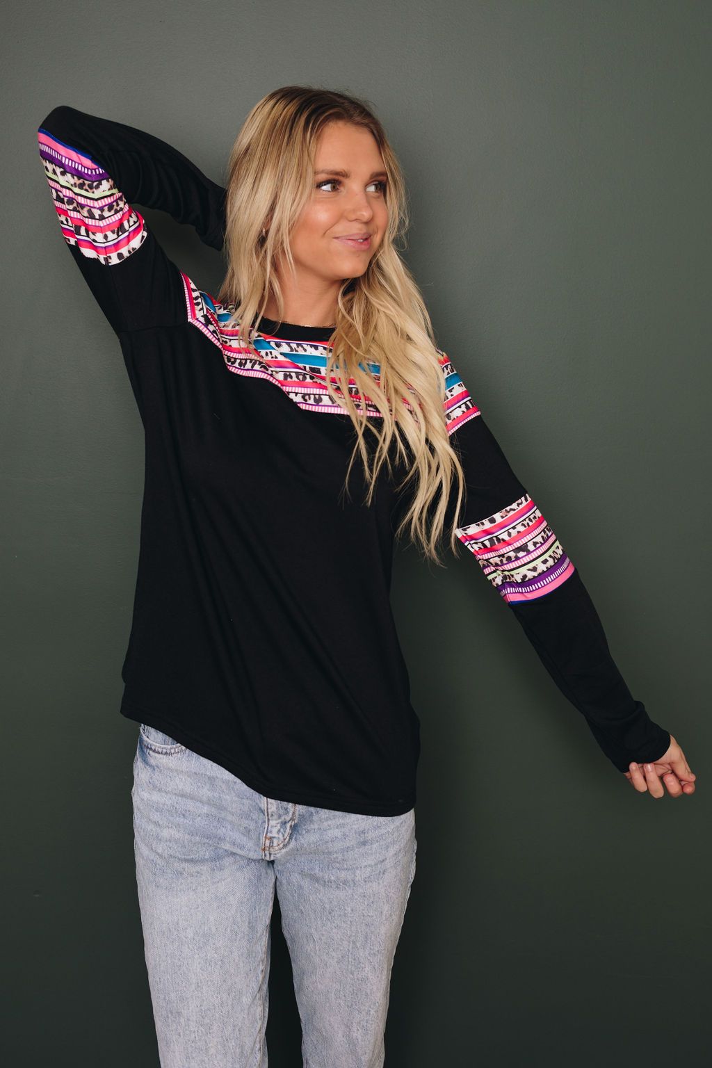 Sherri Striped Leopard Top