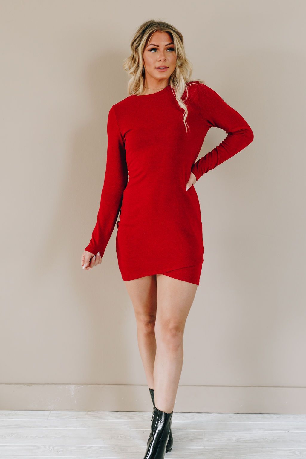 Rose Wrapped Hem Mini Dress