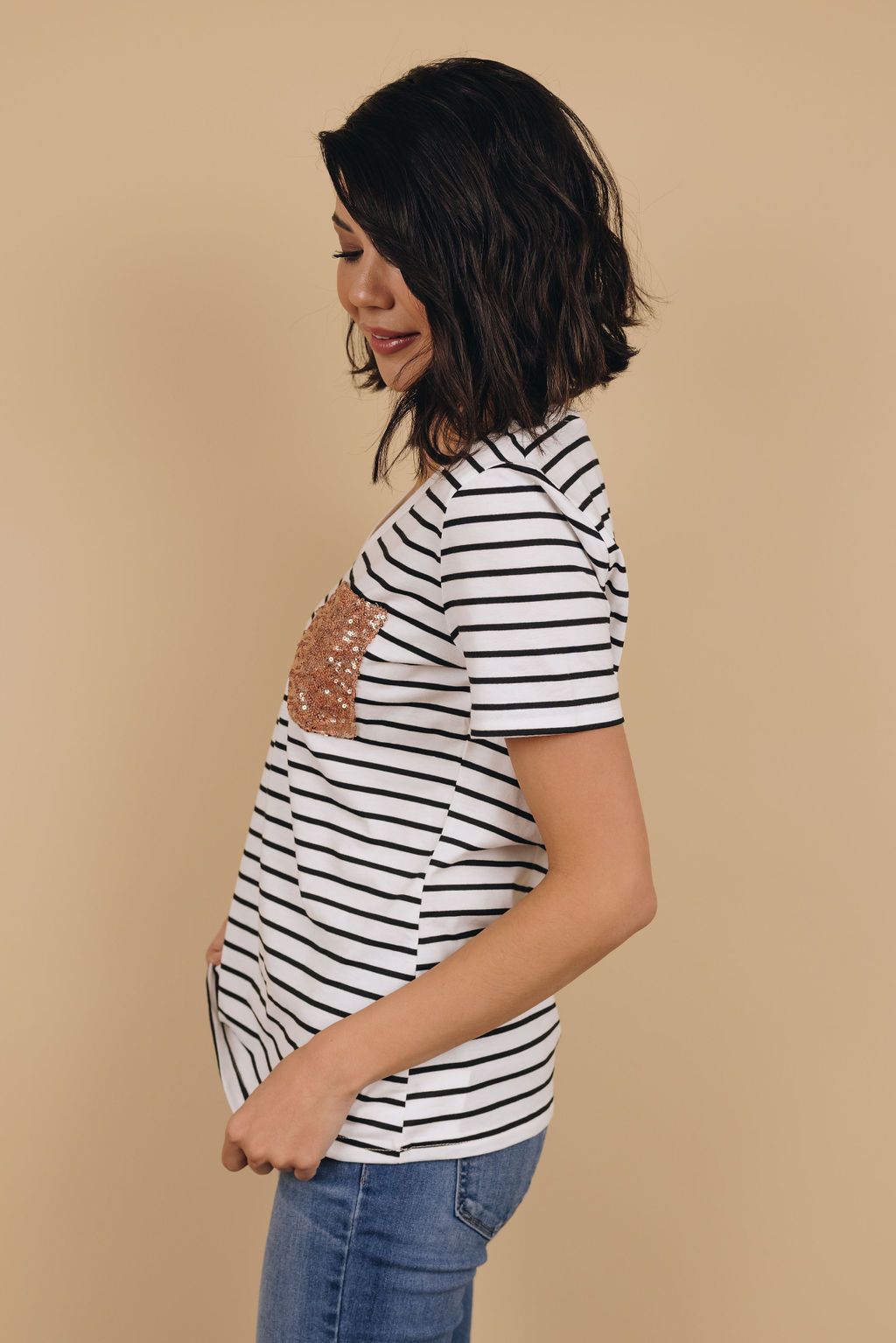 Shades Of Beautiful Striped Pocket Tee