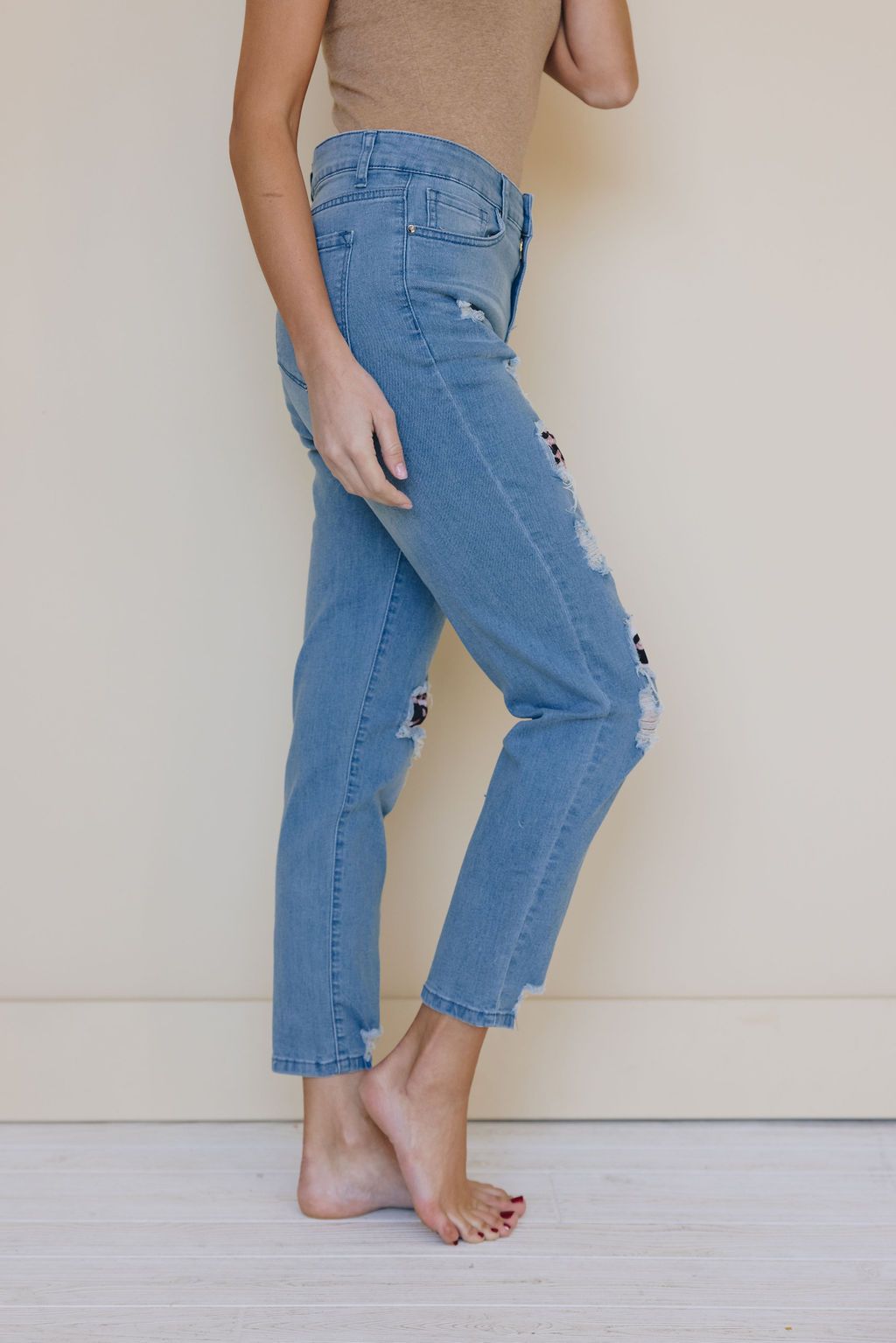 Luka Leopard Patch Skinny Jeans