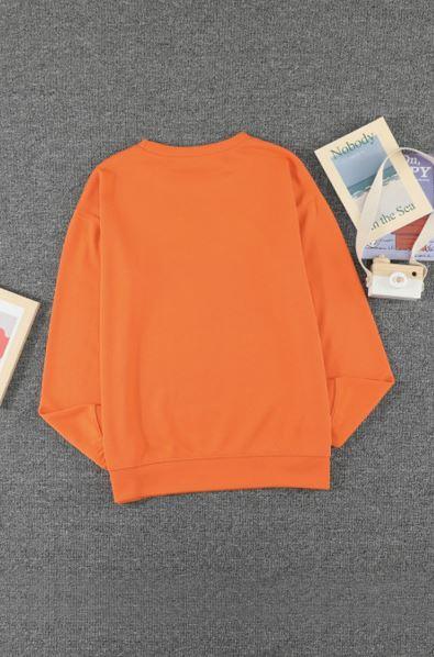 Halloween Pumpkin Print Pullover Sweatshirt