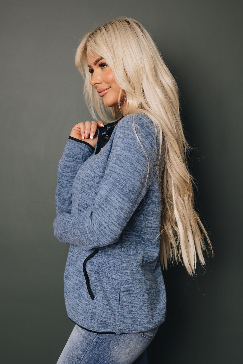 Turn-down Collar Pullover Sweatshirt