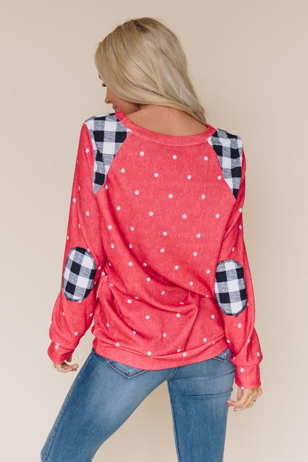 Polka-Plaid Sweatshirt