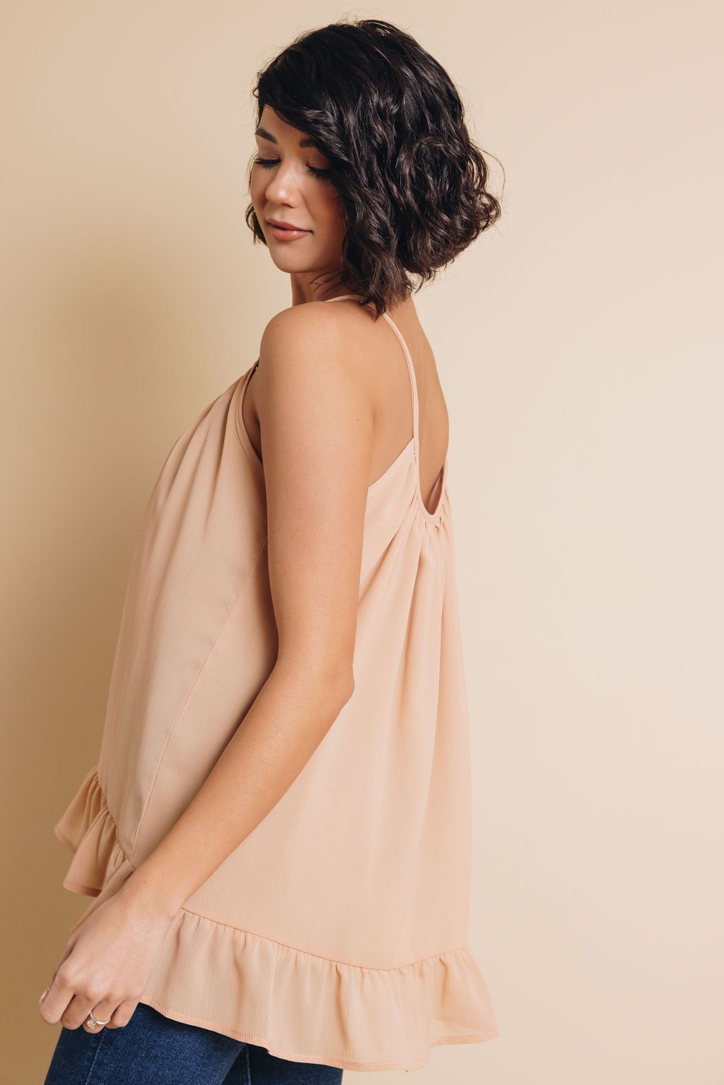 Janell Pleated Ruffle Tank