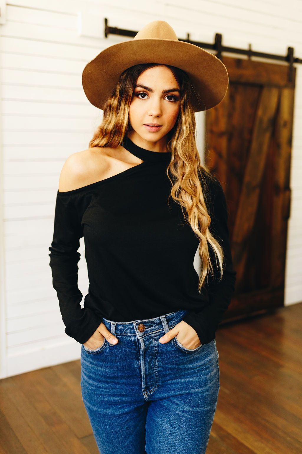 Hued Halter Long Sleeve Top
