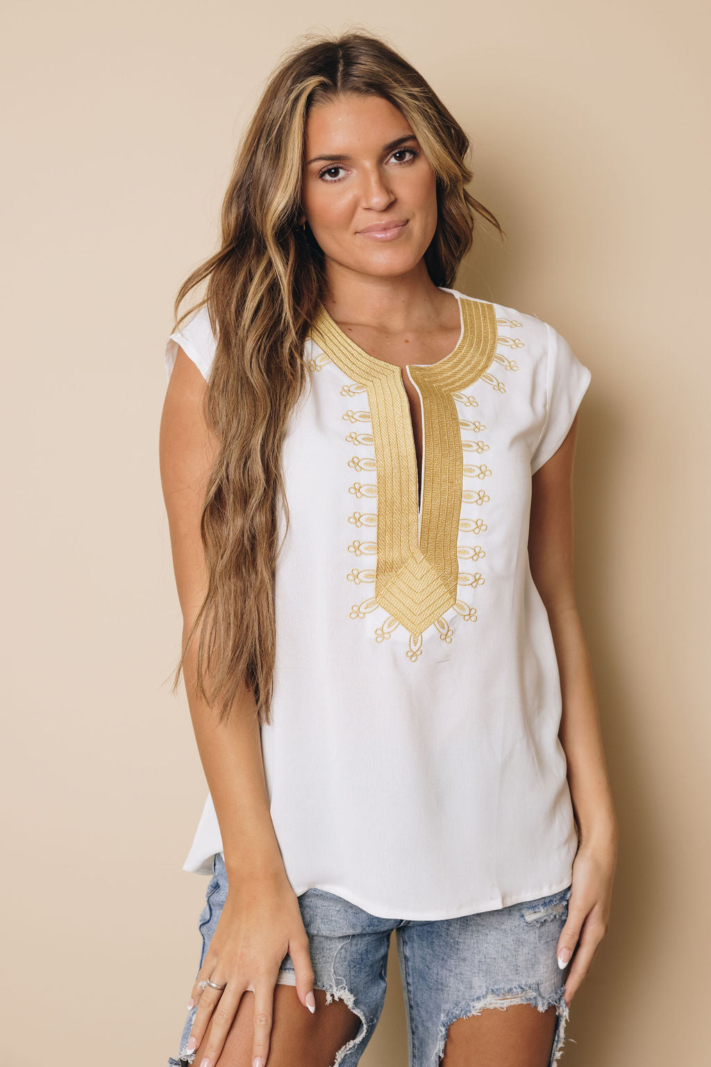 Sudan Deep V Neck Blouse