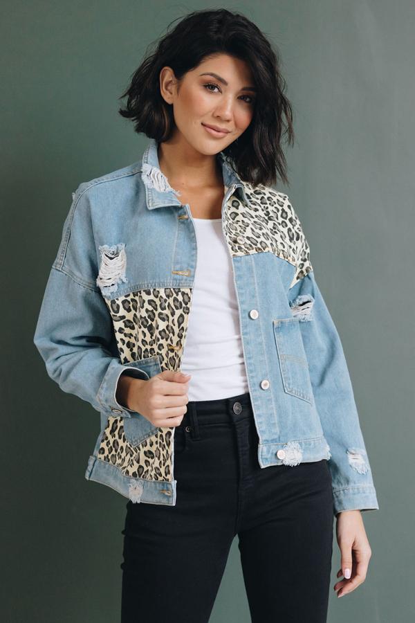 Annie Leopard Denim Jacket