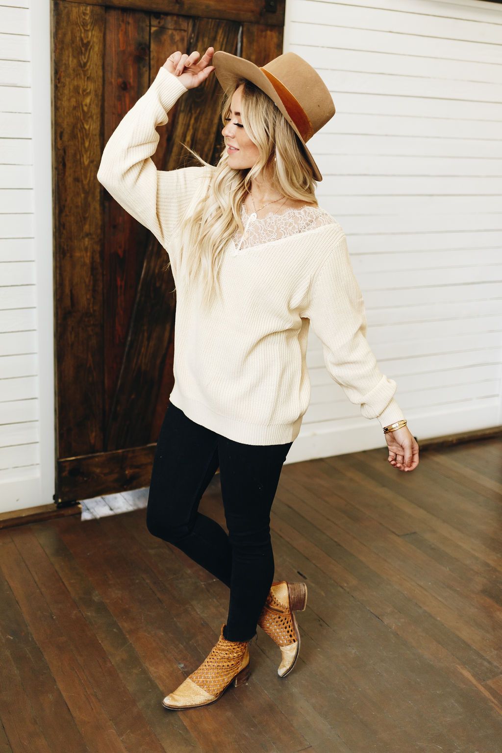 Never Really Over Lace Ribbed Sweater