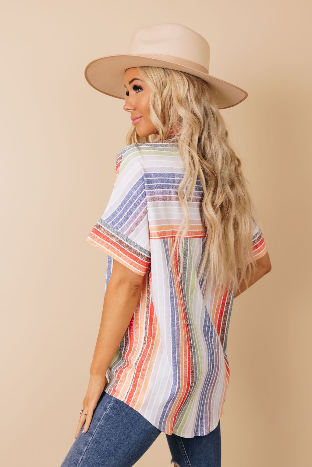 Mindy Striped Button Top