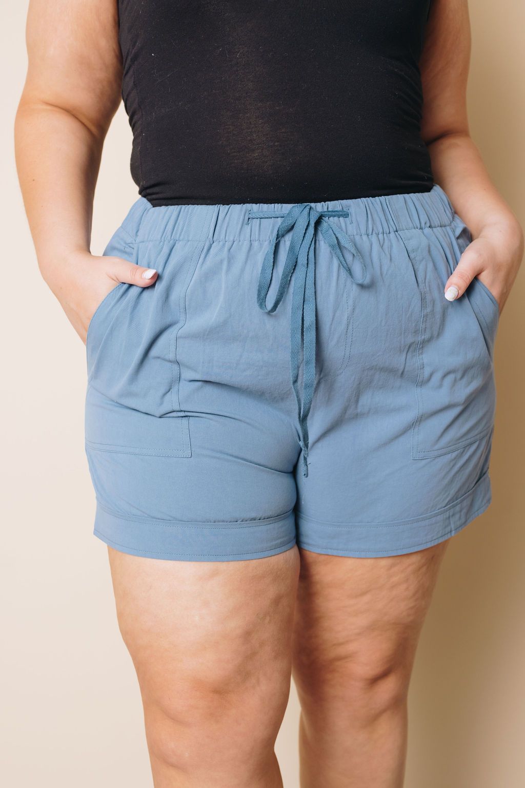Plus Size - Burts Elastic Waist Drawstring Shorts