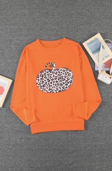 Halloween Pumpkin Print Pullover Sweatshirt