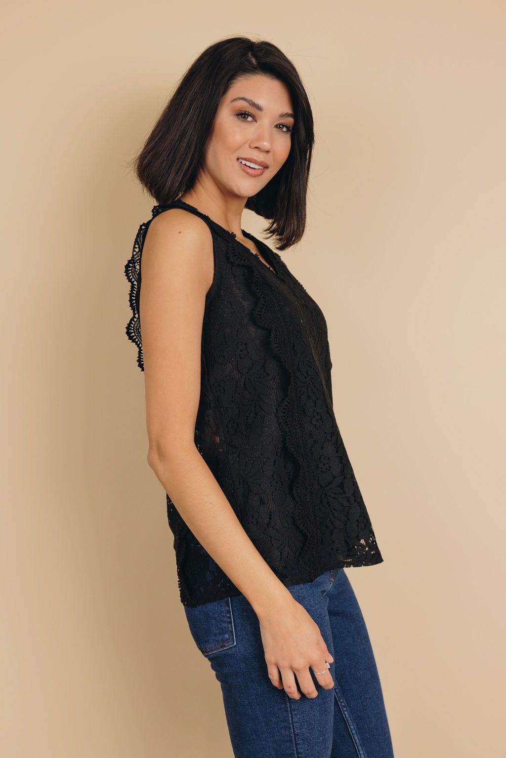 Magnolia Lace V Neck Tank