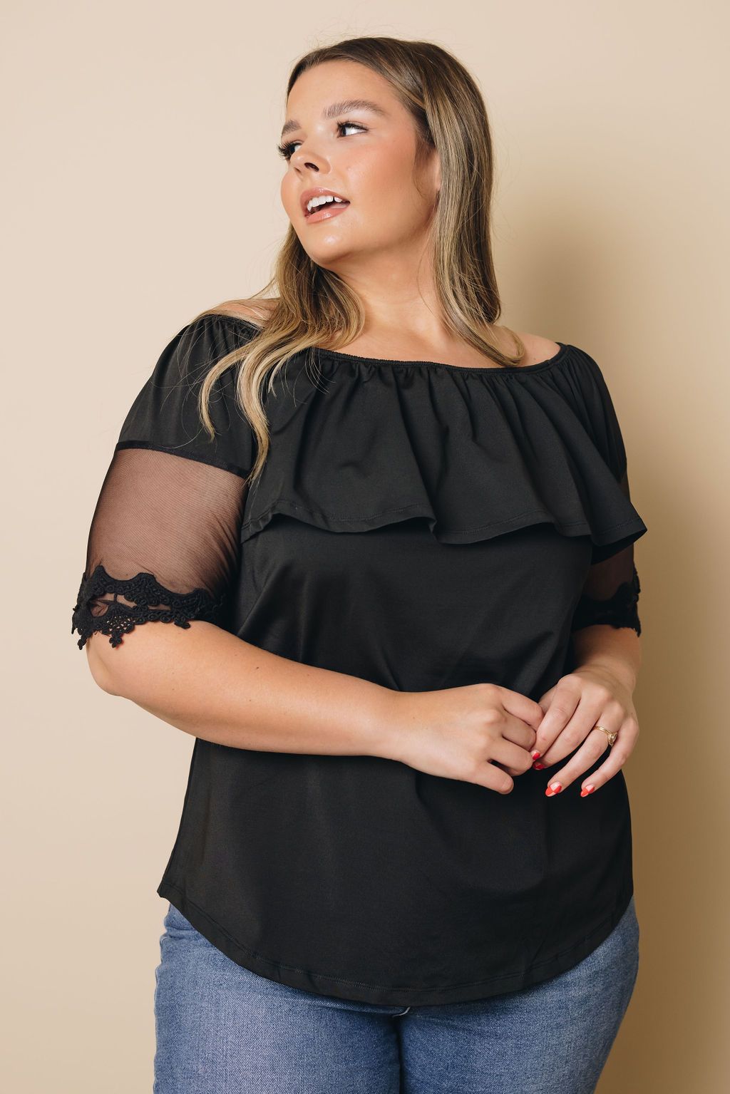 Plus Size - Giving Thanks Off The Shoulder Top