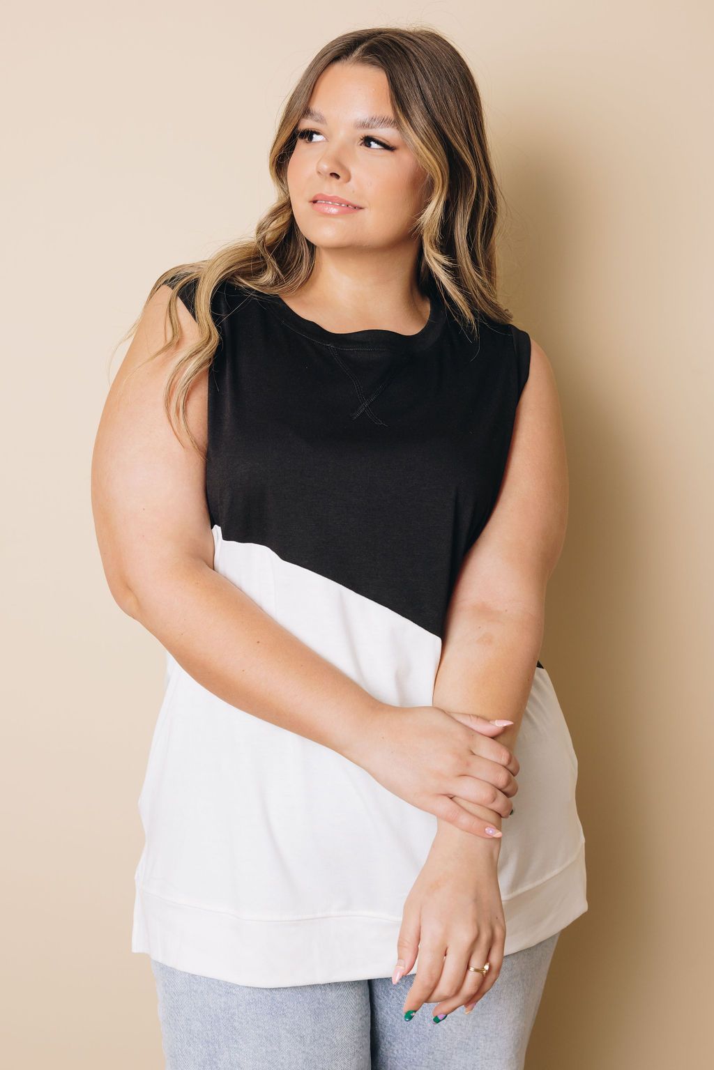 Plus Size - Gene Color Block Tank
