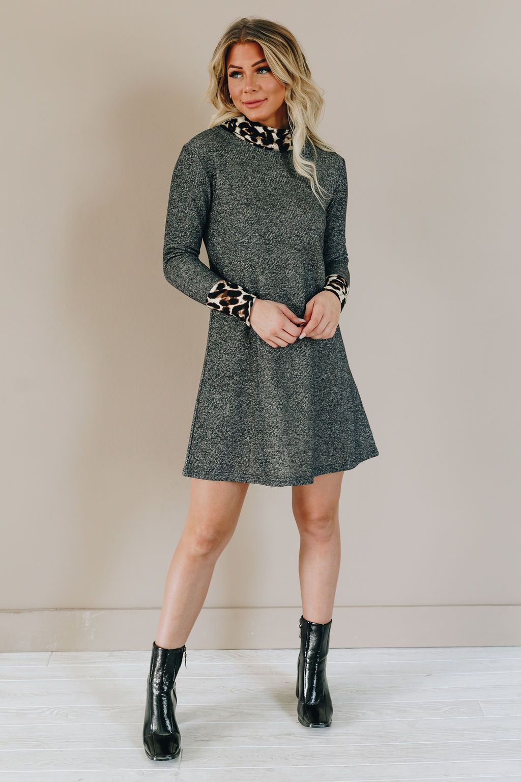 Get Loud Leopard Accent Midi Dress