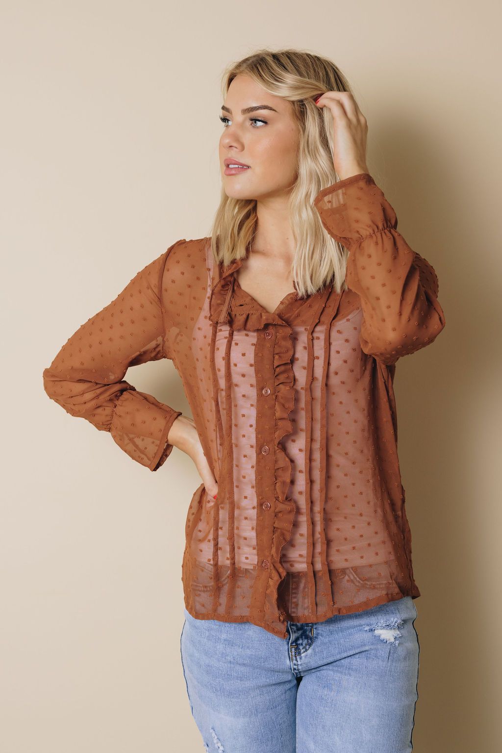 Brigita Polka Dot Ruffled Top