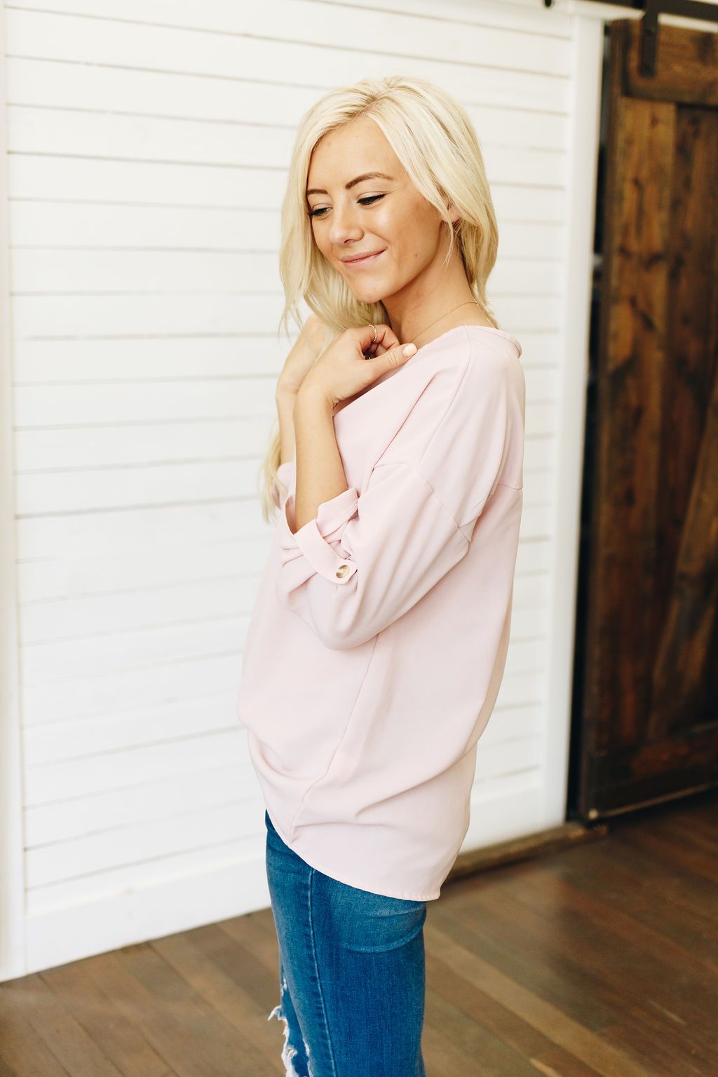 Take Note Roll-Up Sleeve Top