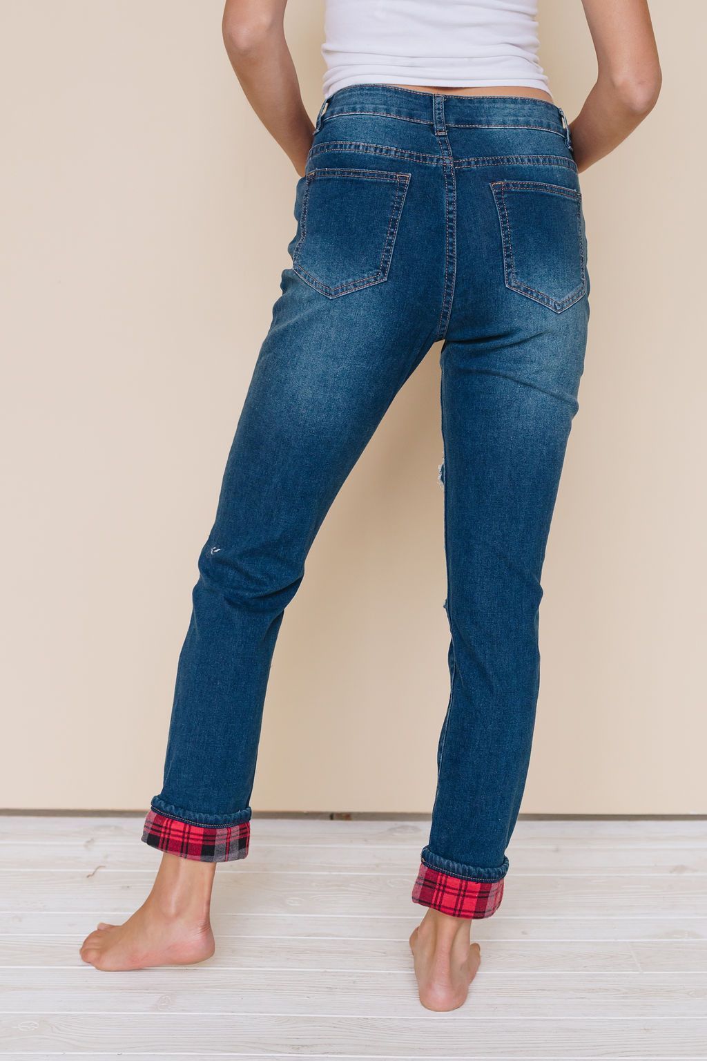 Cuffed Up Patched Jeans