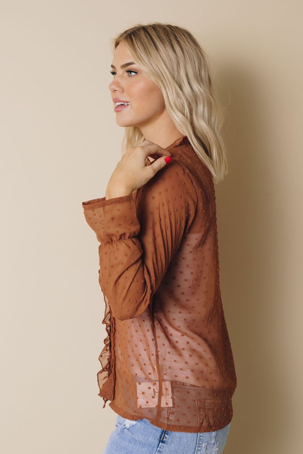 Brigita Polka Dot Ruffled Top